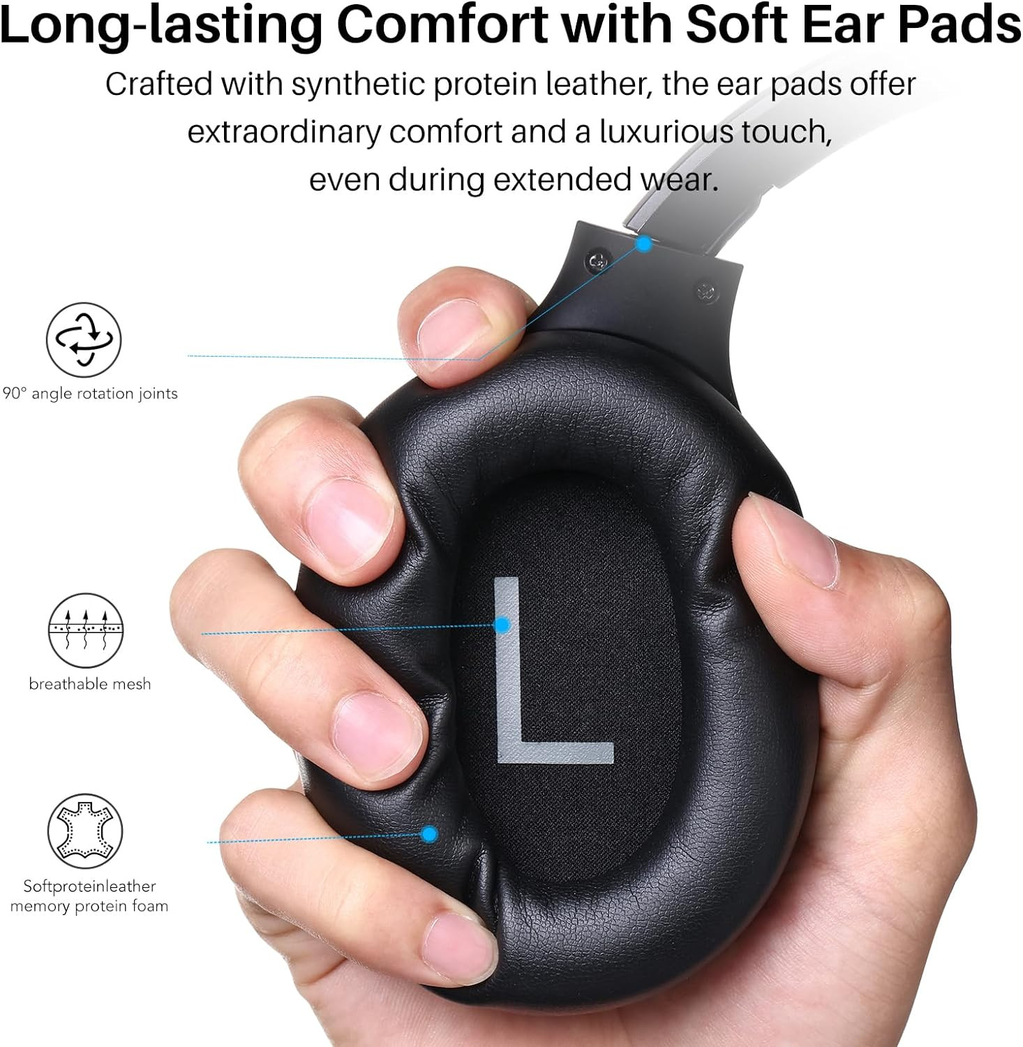 Hybrid Active Noise Cancelling Headphones, Wireless over Ear Bluetooth Headset,