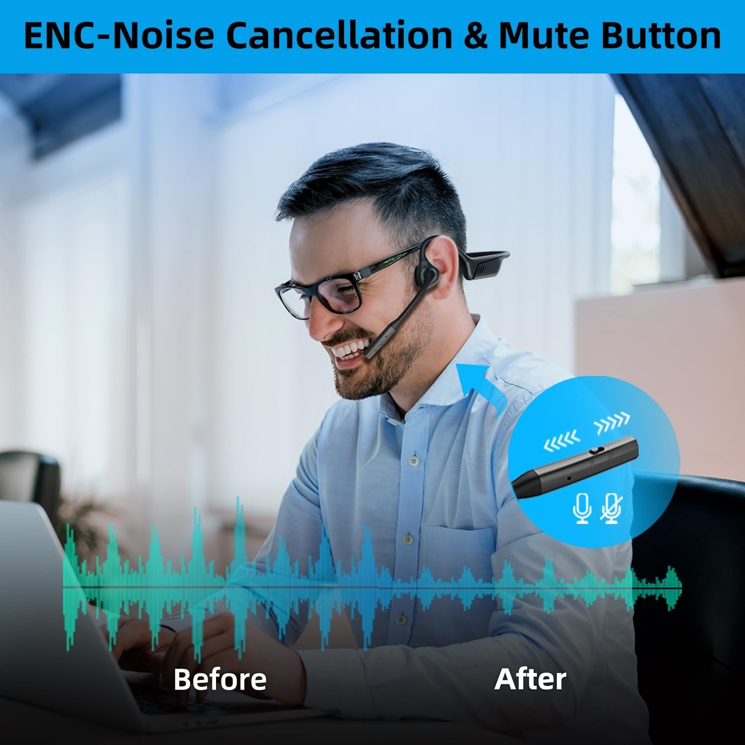 Open Ear Headphones with Microphone, AptX-LL, Ideal for Calls & Meetings