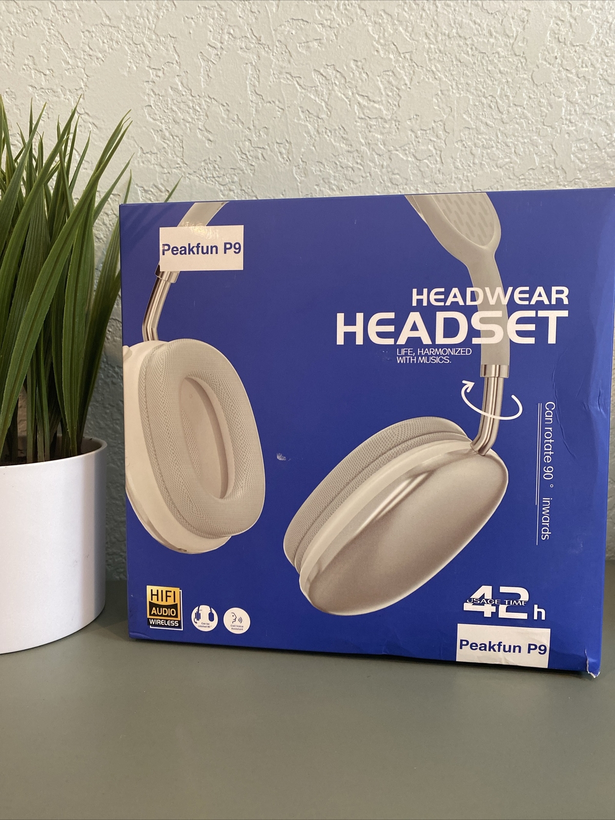 Peakfun P9 Wireless Headphones Over-Ear Bluetooth Adjustable Rotate-black