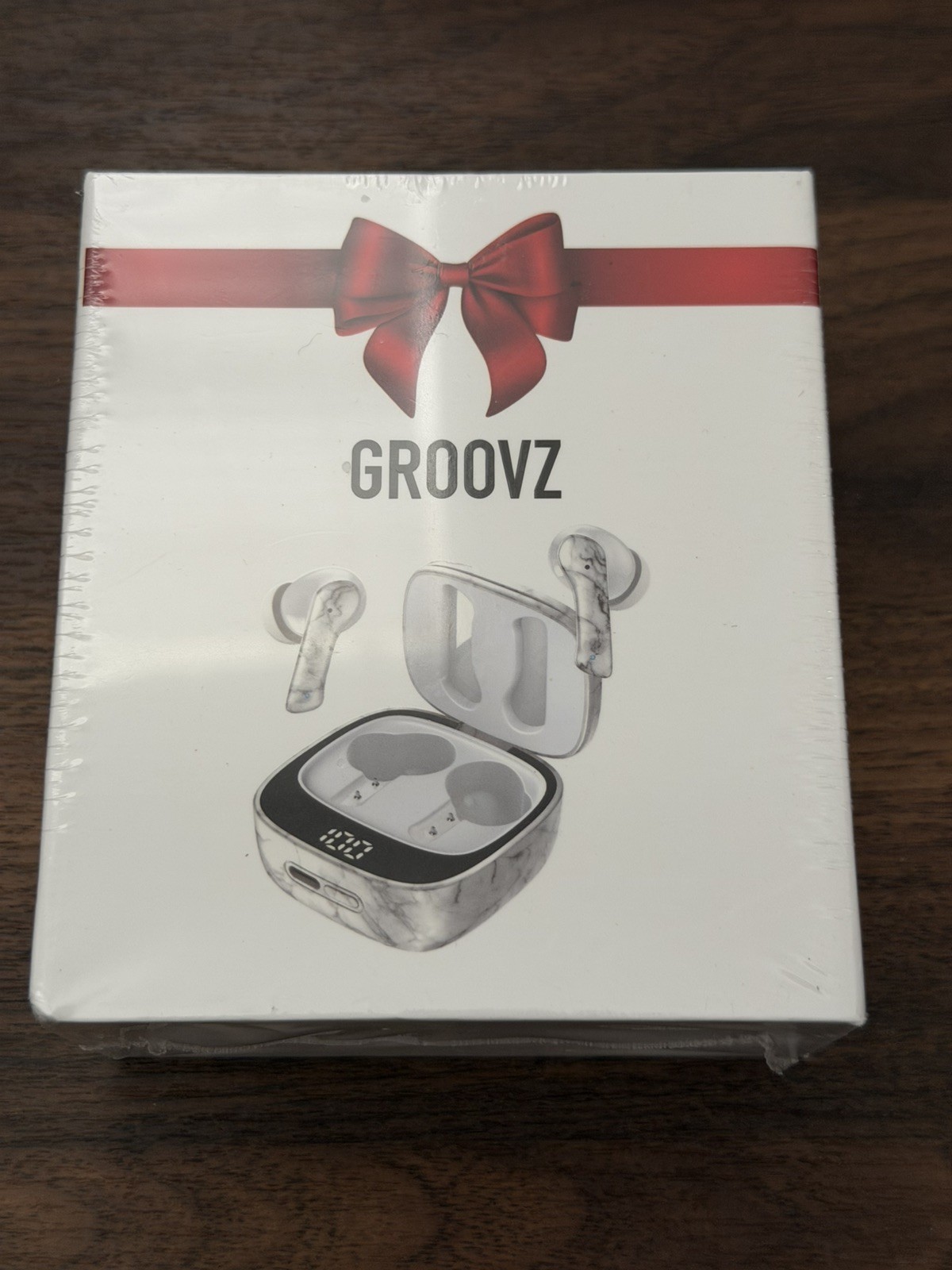 GROOVZ Bluetooth 5.3 Wireless Earbuds LED Charging Case White Silver Gray In-Ear