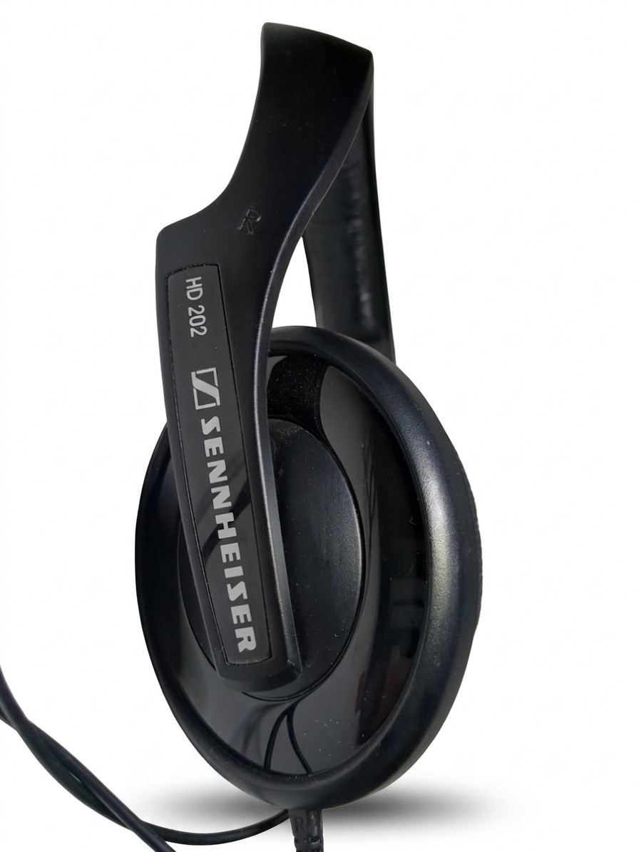 Sennheiser HD 202 Headphones Black 3.5mm Jack Over Ear Tested Works