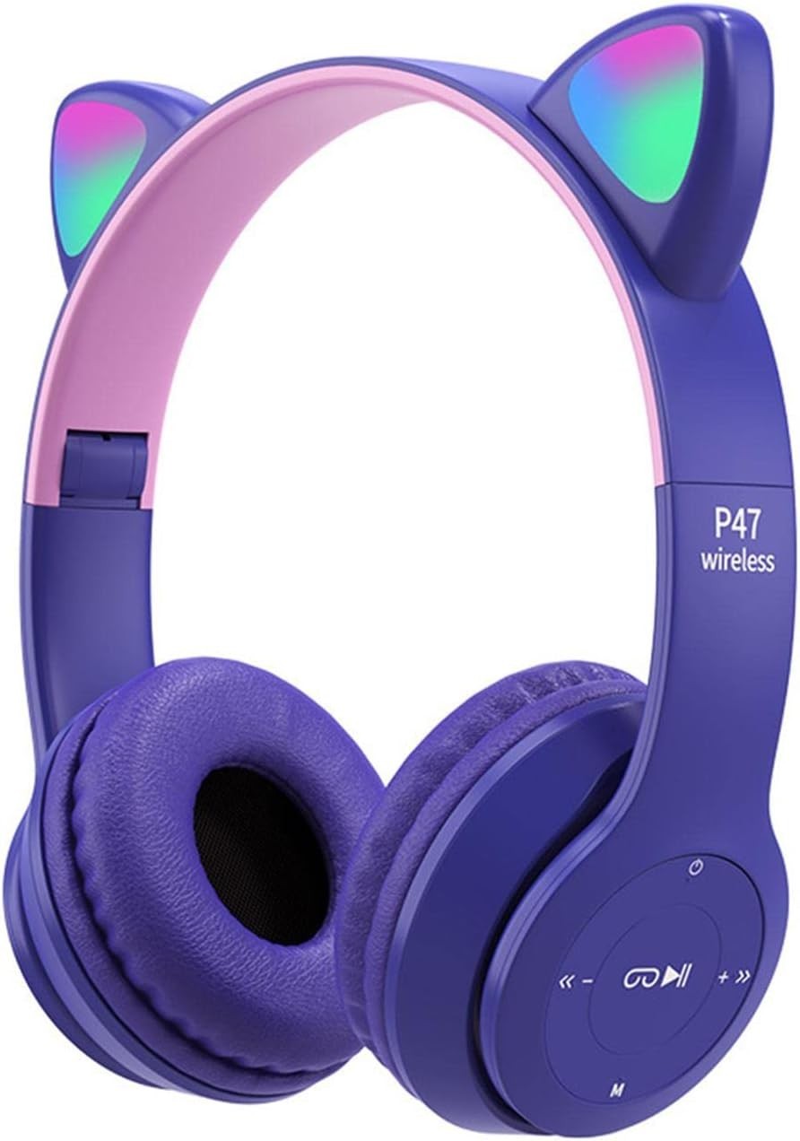 Foldable Cat Ear Bluetooth Headphones with LED Lights – Ideal Gift for Everyone