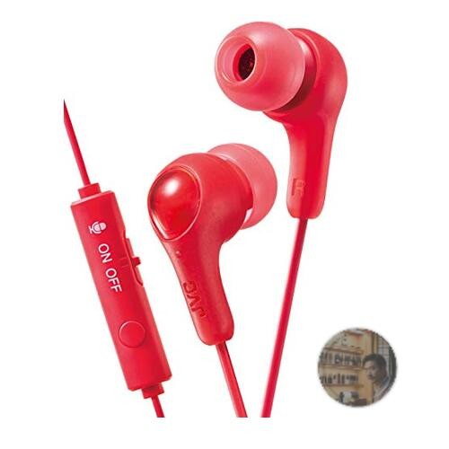 JVC Kenwood HA-FX7G-R Gaming Earphones Red Mic Remote Lightweight S/M/L Tips