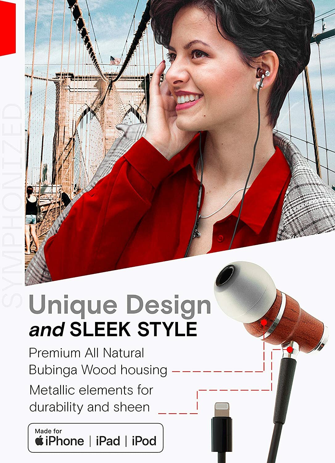 Symphonized NRG MFI Wired Earbuds for Apple Devices – (Open Box)