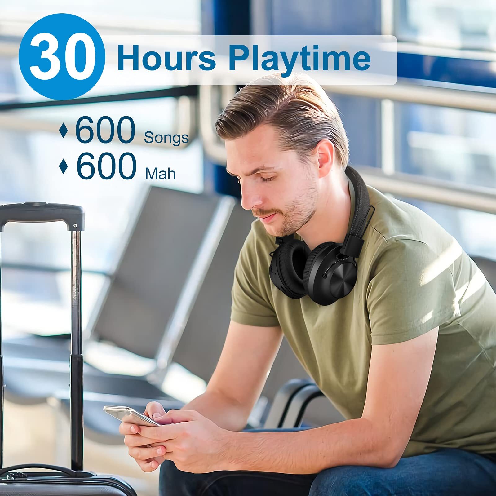 Nia Bluetooth 5.0 Over- Ear Wireless Headphones 30 Hours Battery FM Radio MP3…