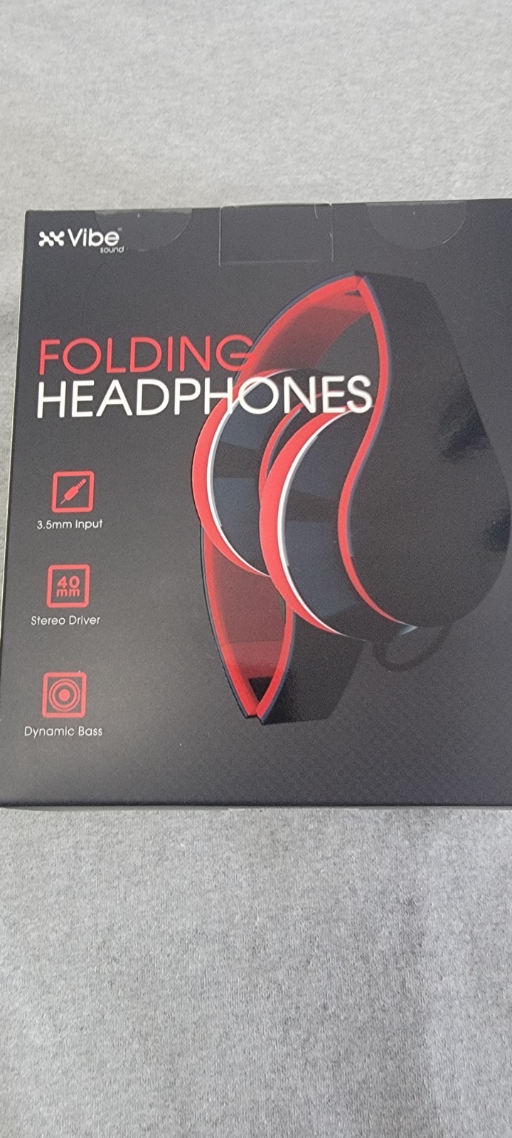 VIBE SOUND FOLDING HEADPHONES WITH 3.5MM INPUT RED AND BLACK