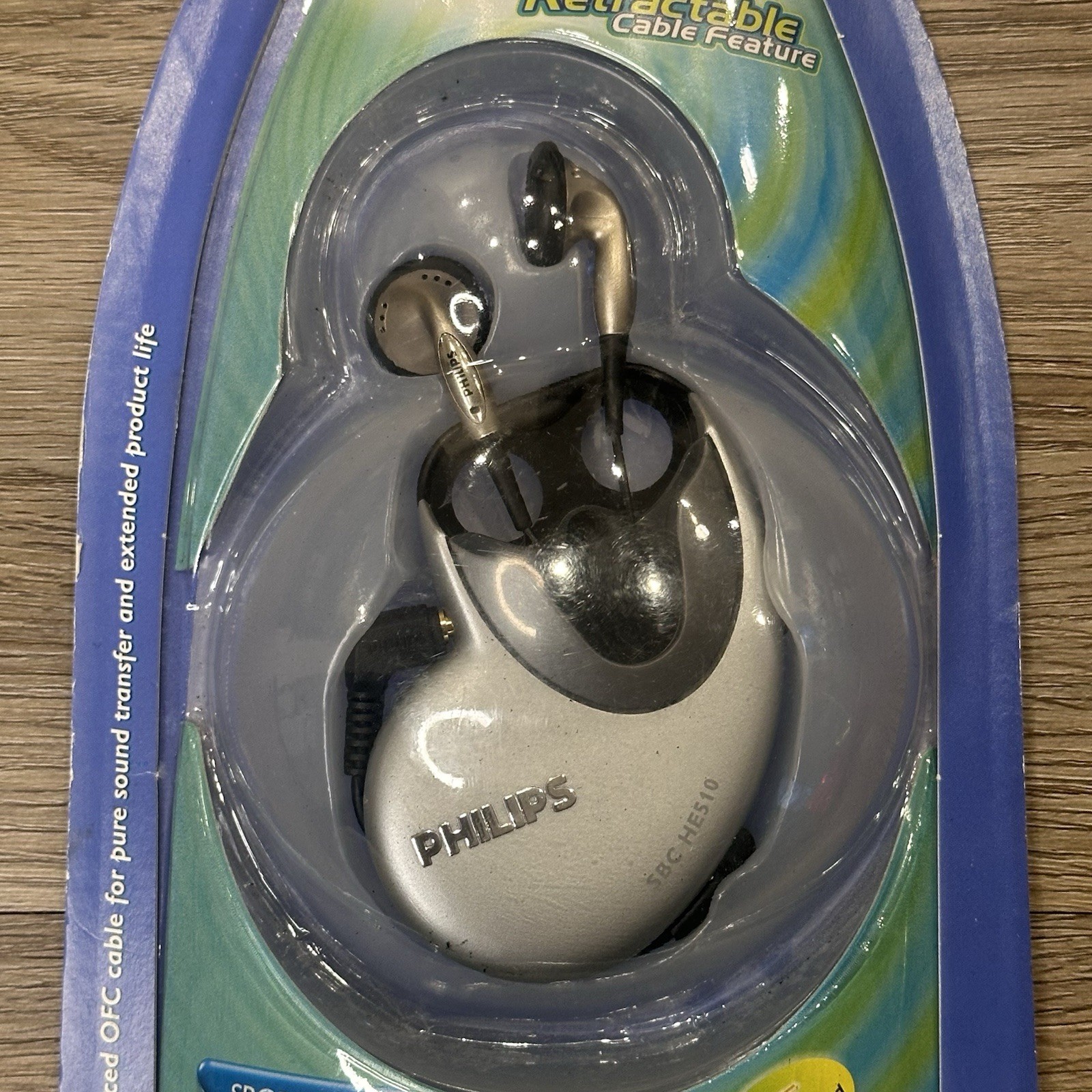 Vintage NEW Philips SBC-HE510 Earbuds Headphones Retractable Cable Jack 3.5mm