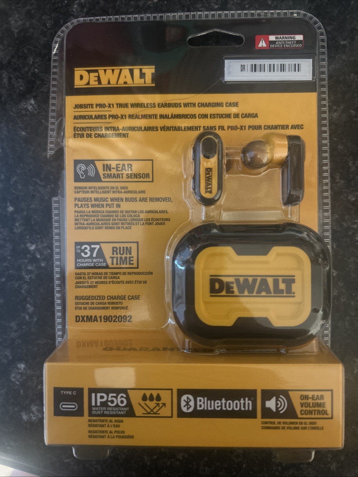 DEWALT DXMA1902092 Pro-X1 Jobsite Bluetooth Earbuds – Black/Yellow