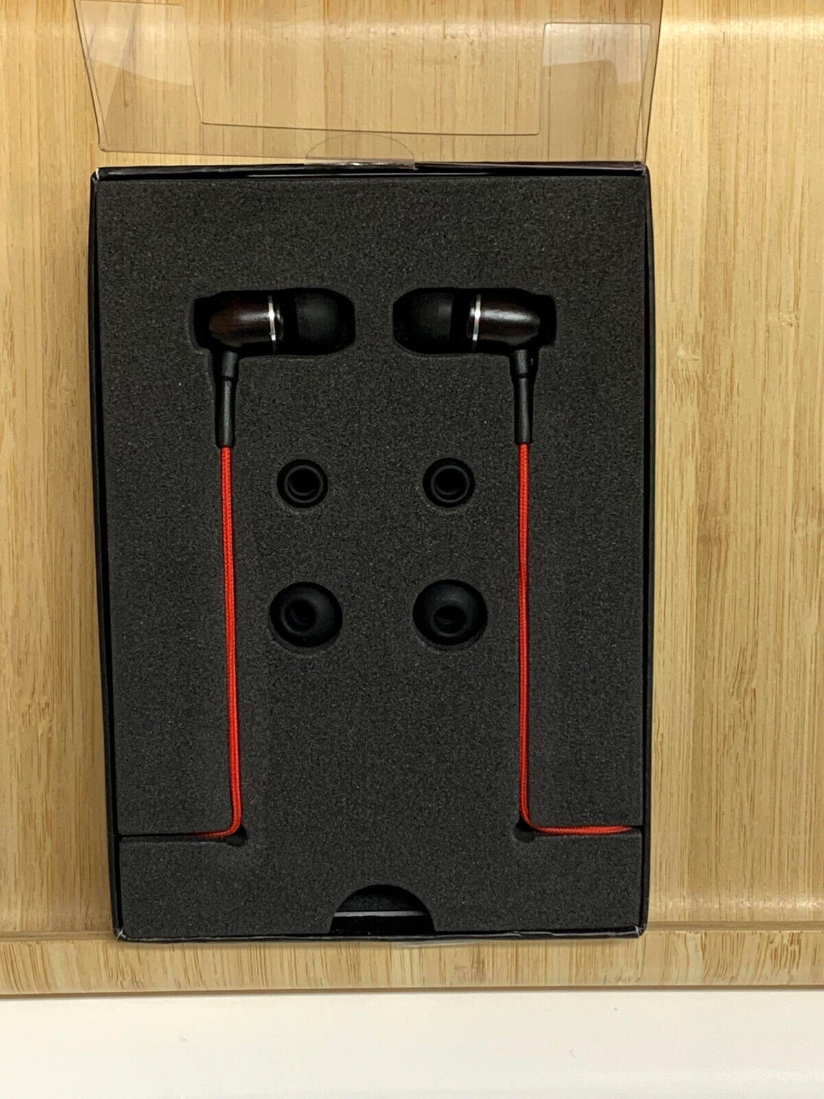 Onyx ELO Premium Genuine Wood In-ear Noise-isolating Headphones Red NEW