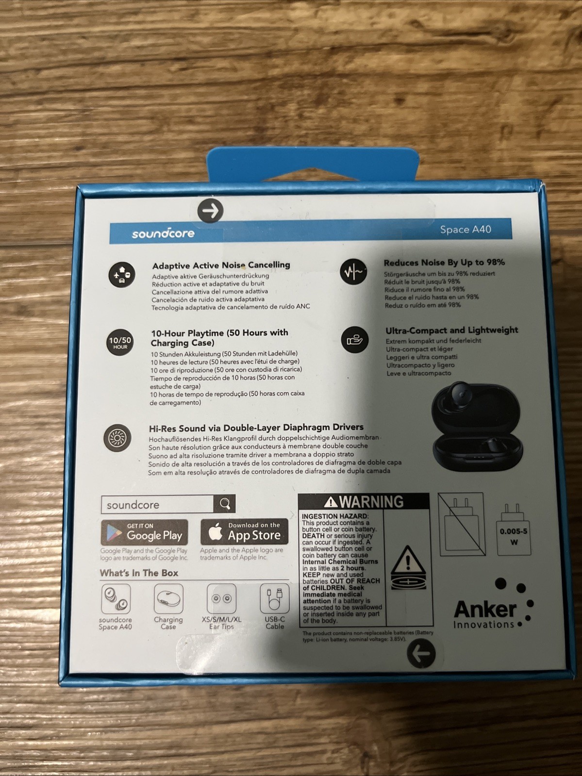 Brand new Black Soundcore Space A40 Wireless Earbuds Active Noise Cancelling