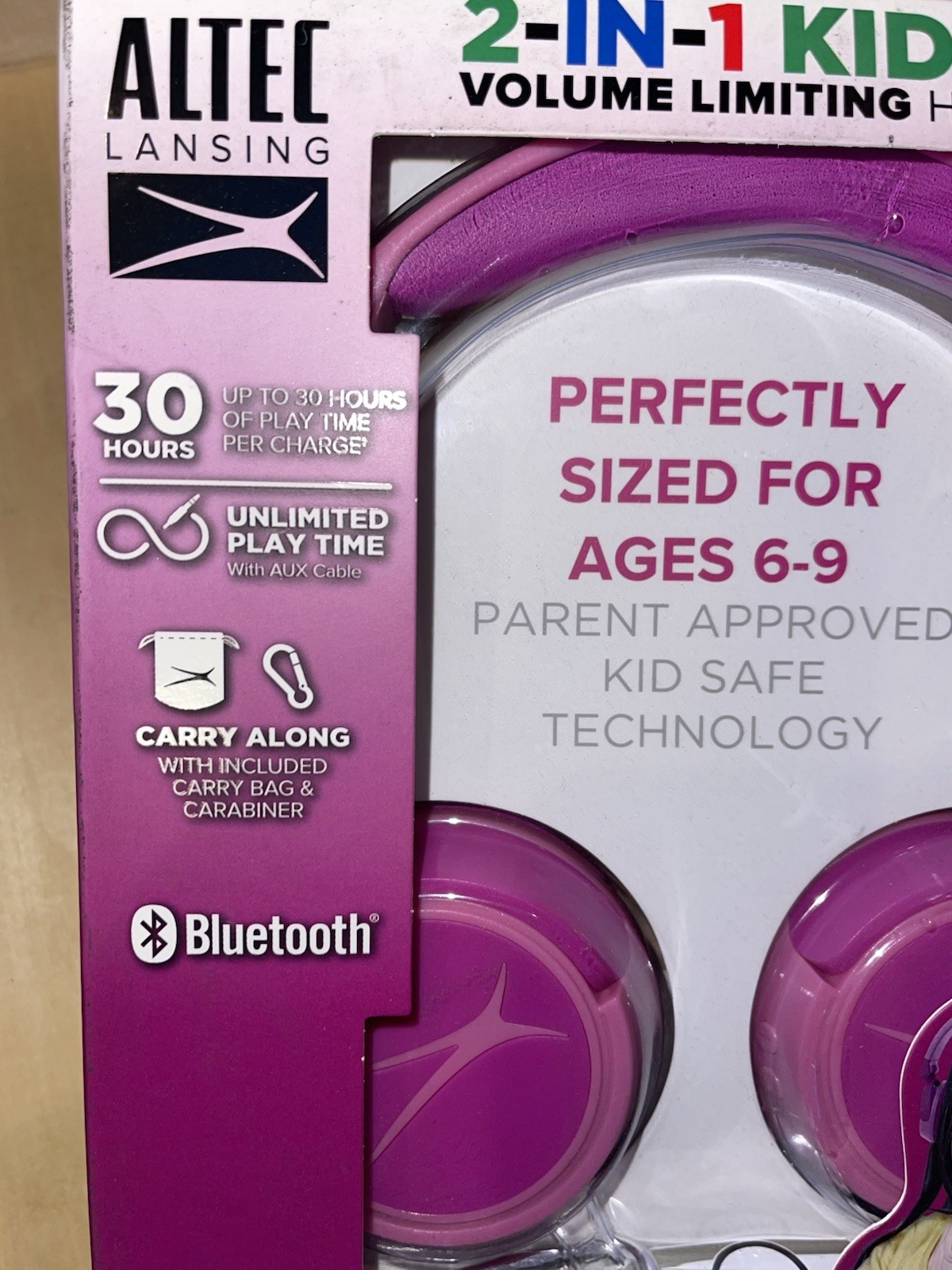 NEW Altec Lansing 2-in-1 KID SAFE Headphones Bluetooth or Wired 3.5 mm Jack