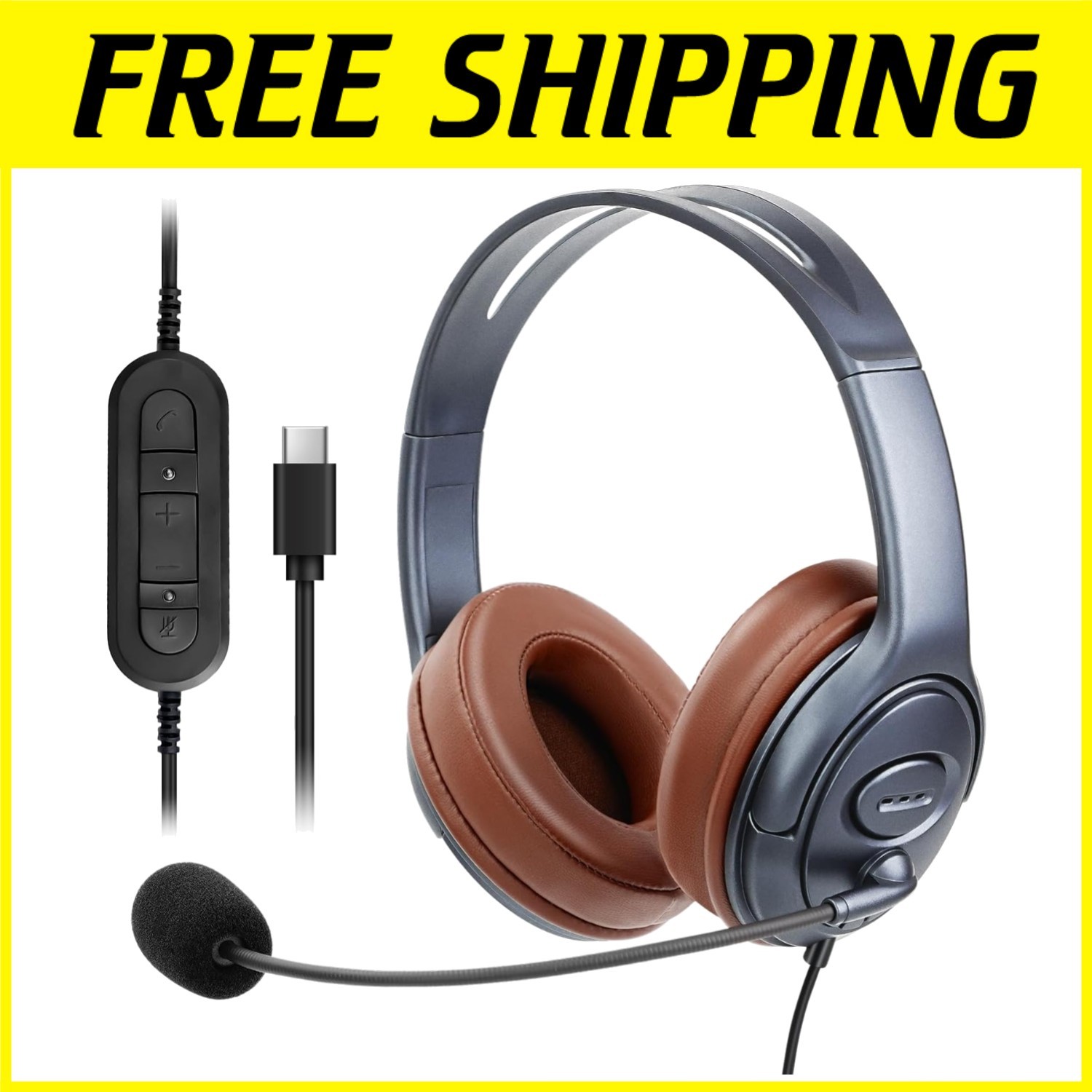 In-Line Control USB-C Headphones for Calls & Dictation