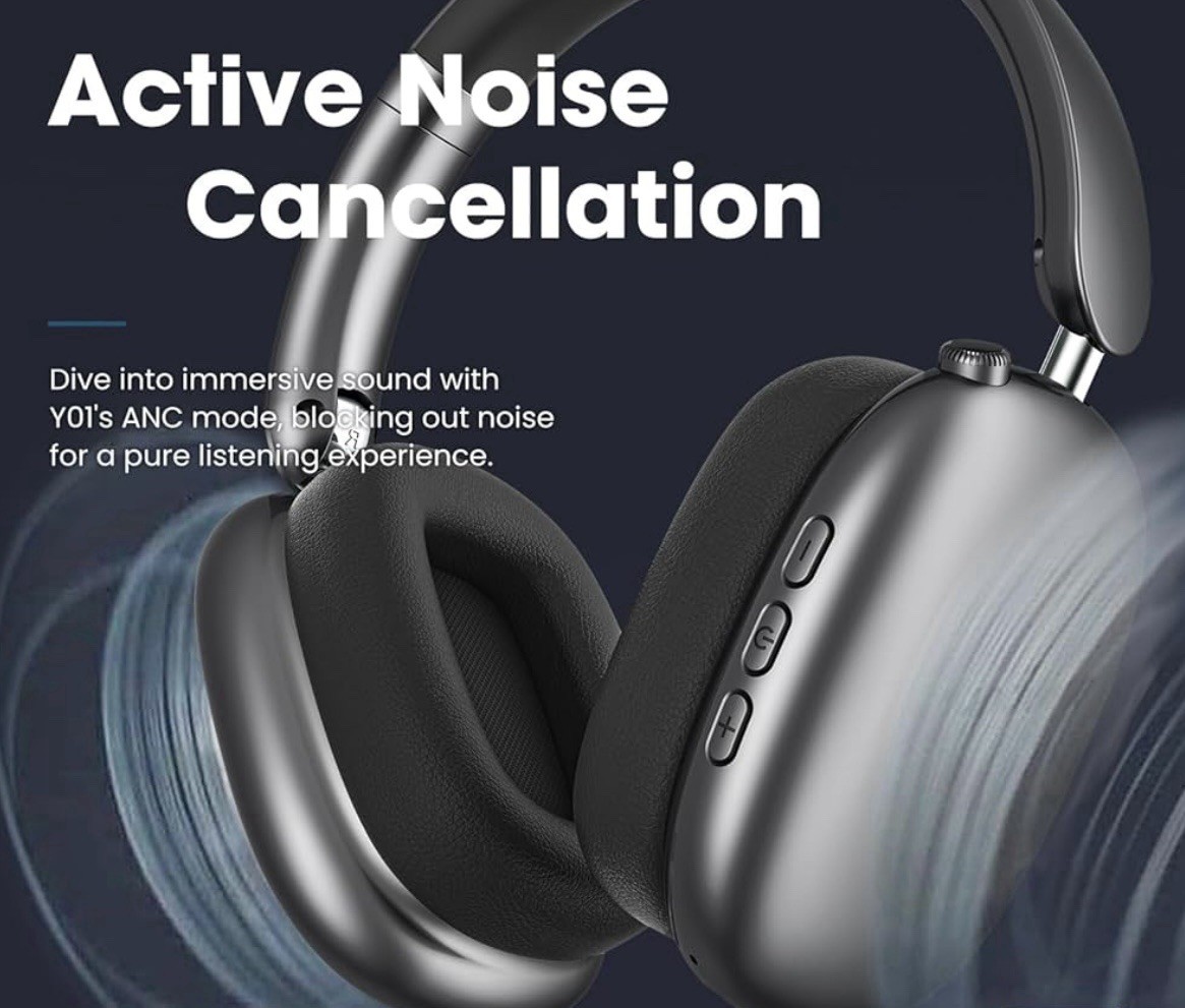 Y01 Wireless Over Ear Headphones, Noise Canceling Bluetooth 5.3 Space Grey