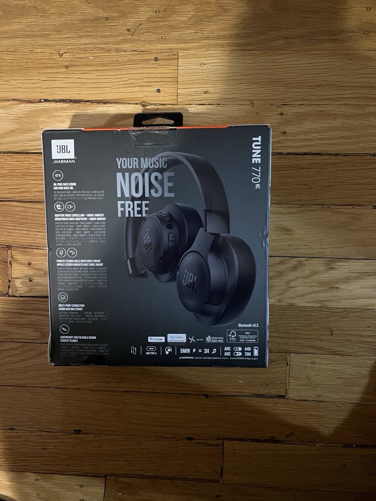 JBL Tune 770NC Adaptive Noise Cancelling Wireless Over-Ear Headphone, Black