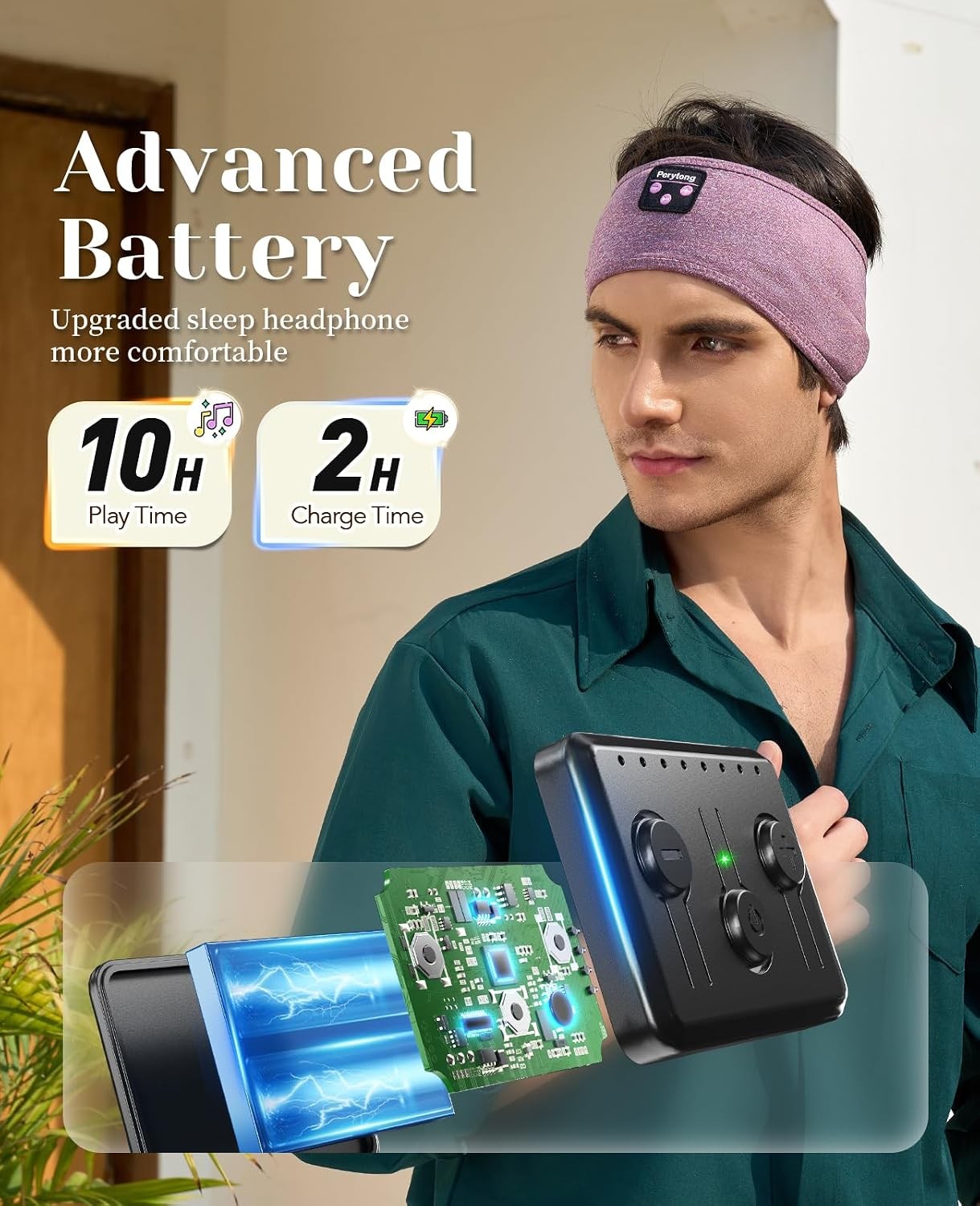 Sleep Headphones Wireless Bluetooth Ultra-thin HD Stereo Sports Headband Purple