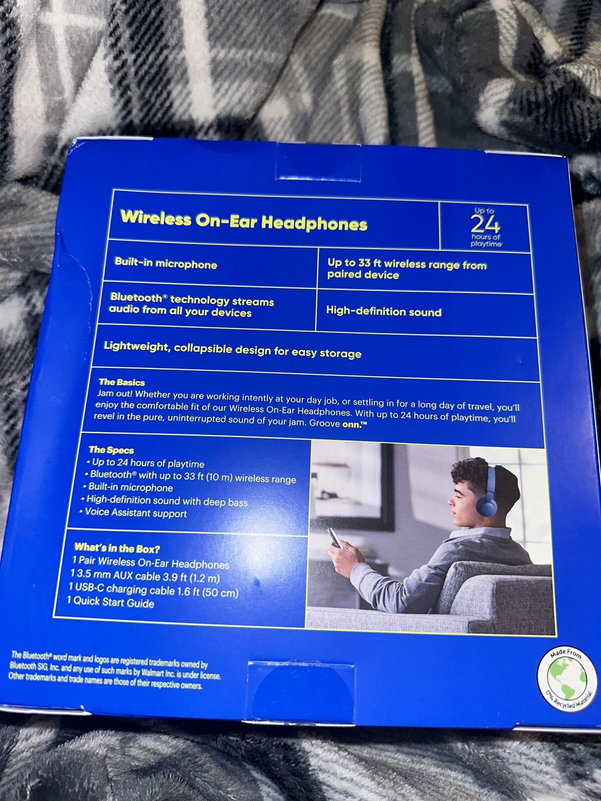 Groove Onn Wireless On-Ear Headphones 24 HOURS OF PLAYTIME Brand new B1-1