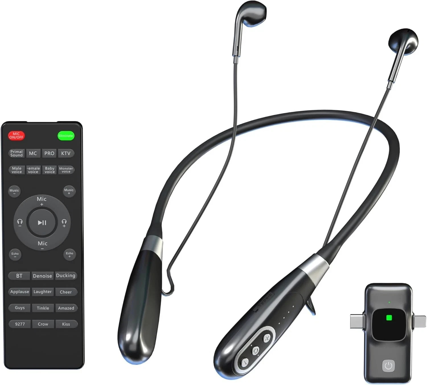 E8 Wireless Neckband Headset, Built-in Sound Card Noise Cancelling Microphone, R