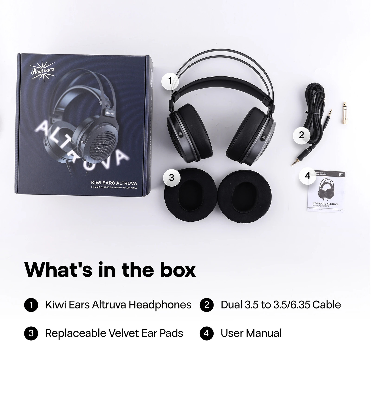 Kiwi Ears Altruva Hi-Fi Open-Back Headphones 50mm Dynamic Driver