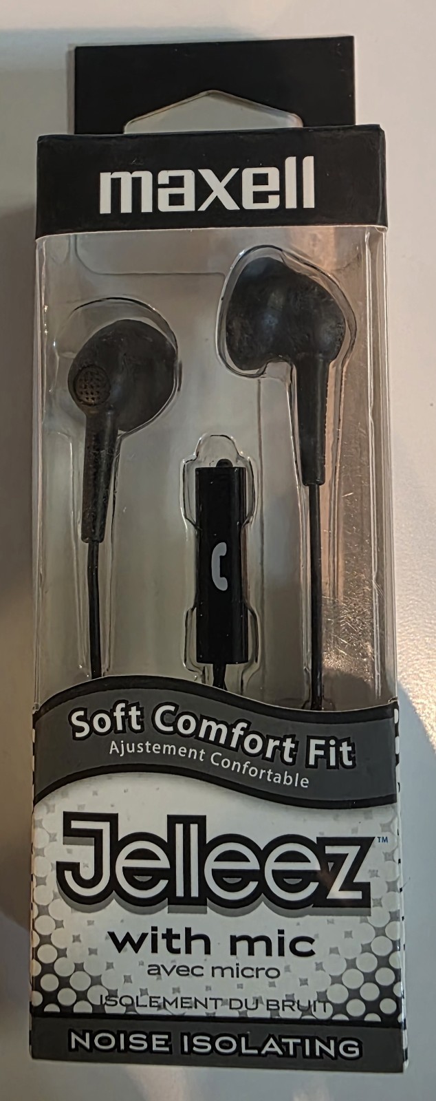 NIP Maxell Soft Comfort 191569 Jelleez Black Corded Earbuds w/ Mic