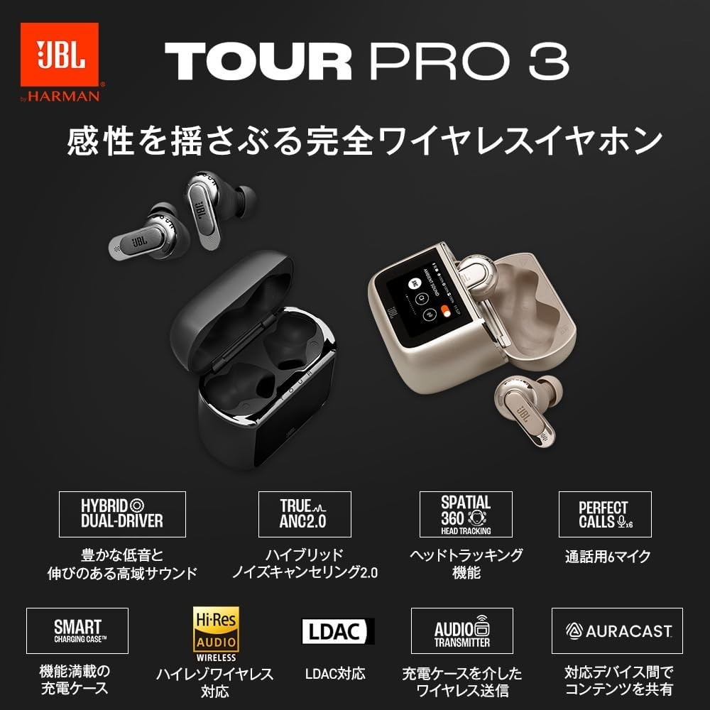 JBL Tour Pro 3 ANC LDAC Hi-Res Dual Driver TWS Black NEW