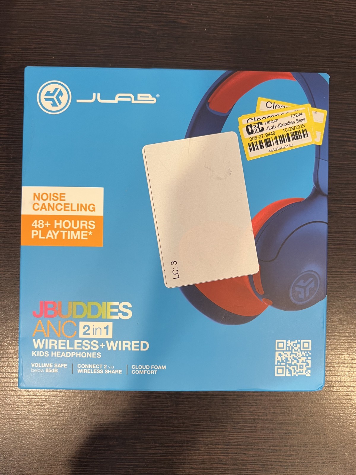 JLab JBuddies ANC Wireless & Wired Kids’ Over-Ear Headphones – Blue/Red