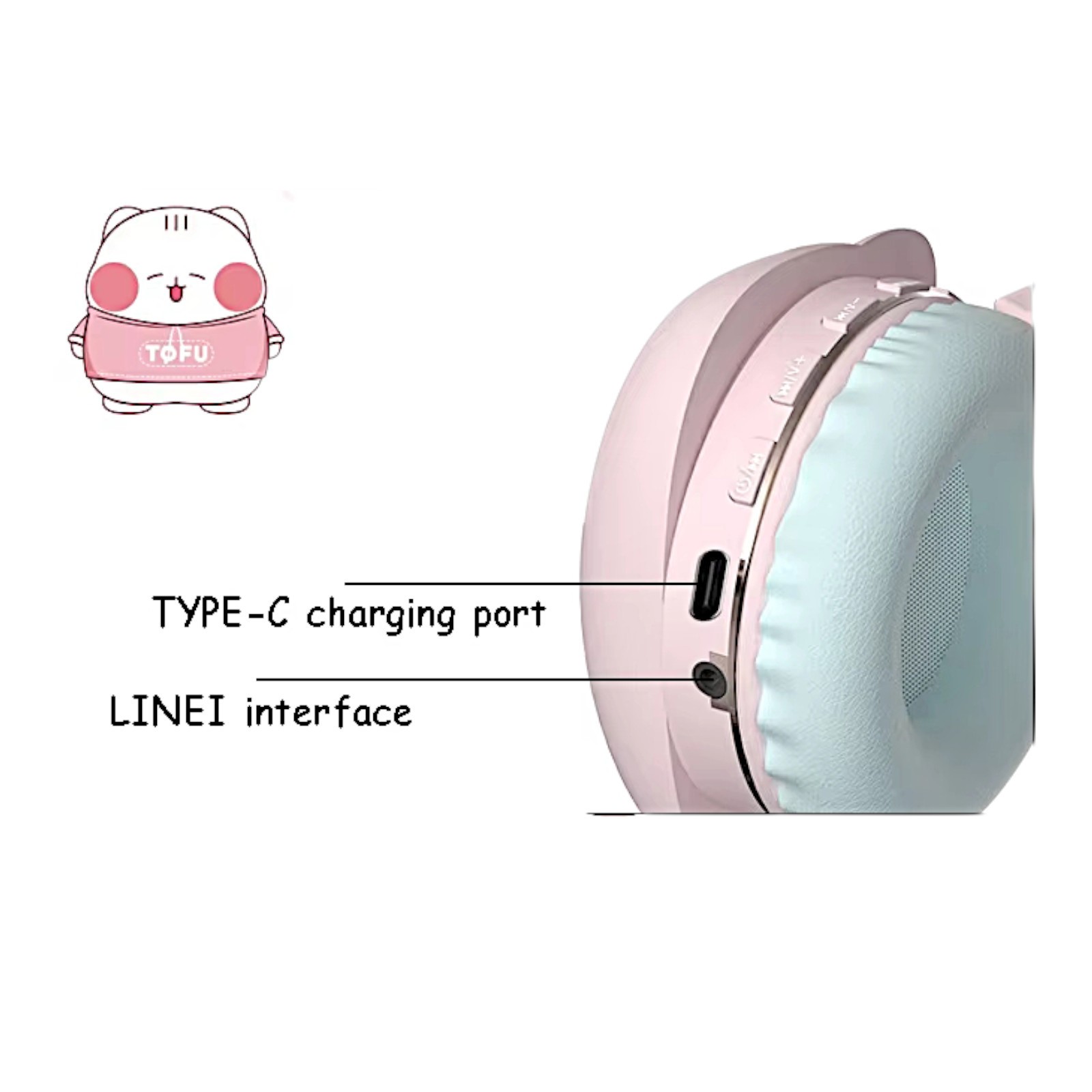 Candy Cat Bunny Cartoon Wireless/Wired Headphones Soft Pad Kids Headset Gift Box