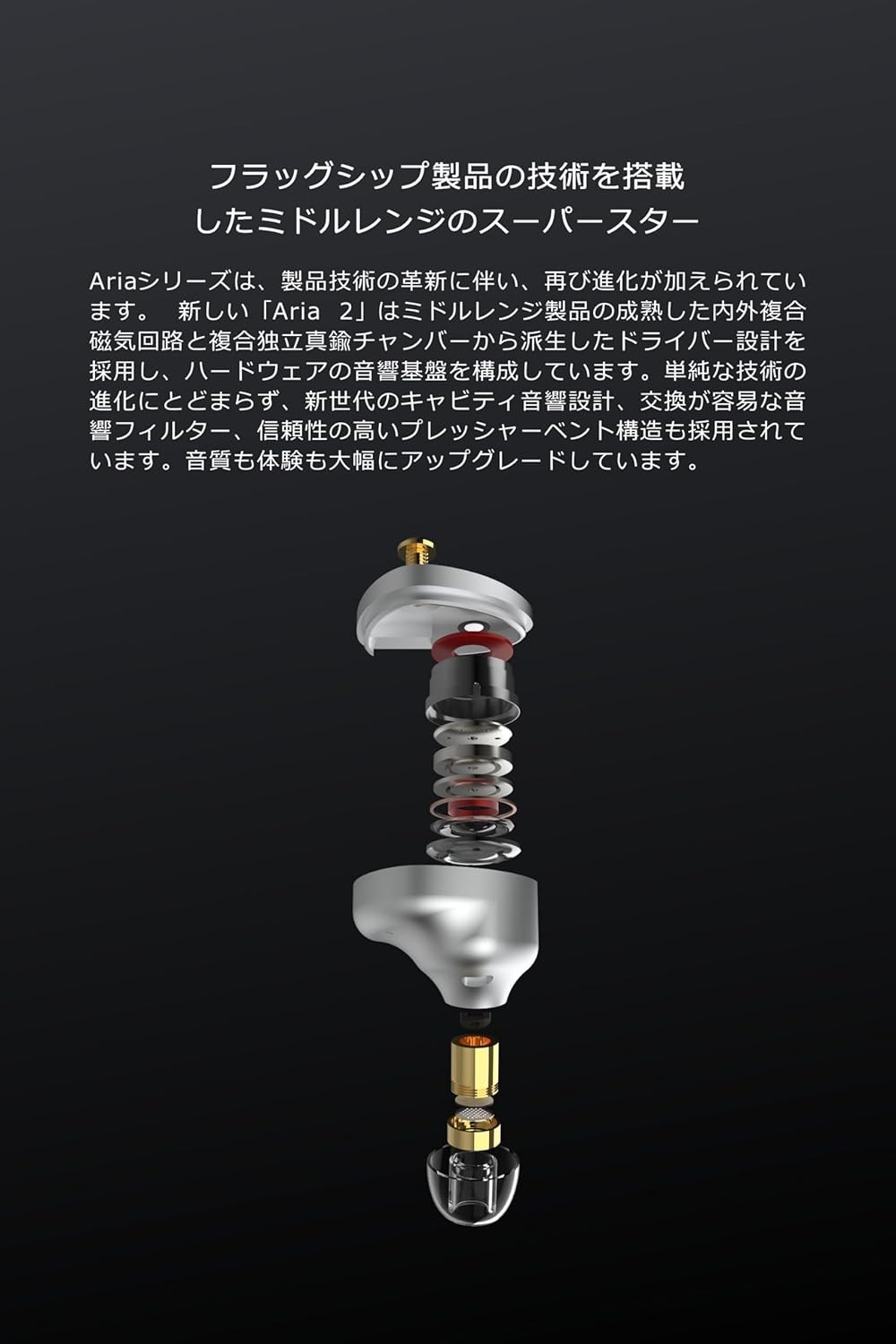 Elegant Silver ARIA 2 In-Ear Headphones | Retractable Cable & Detachable Design