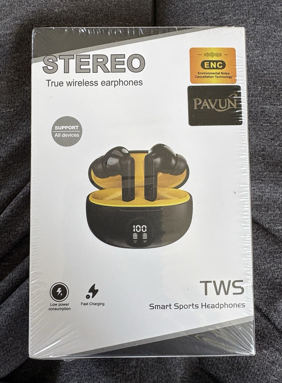 TWS Stereo True Wireless Smart Sport Earphones – Black/Yellow