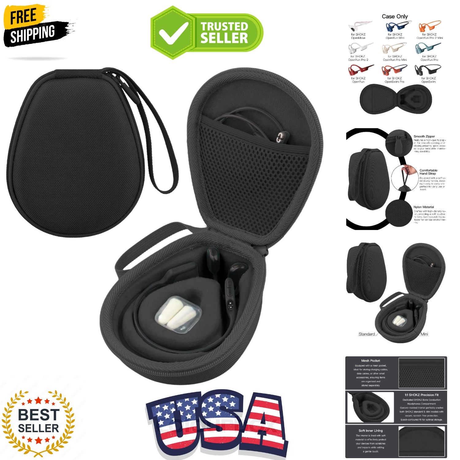 Hard Case for SHOKZ New OpenRun Pro 2/1/Mini, OpenRun Standard/Mini, OpenMove…