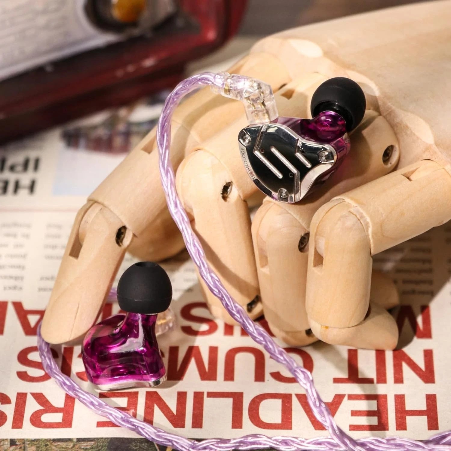 KZ ZS10 Pro In-Ear Monitor Purple 4BA+1DD Hybrid Earphones Wired No Mic