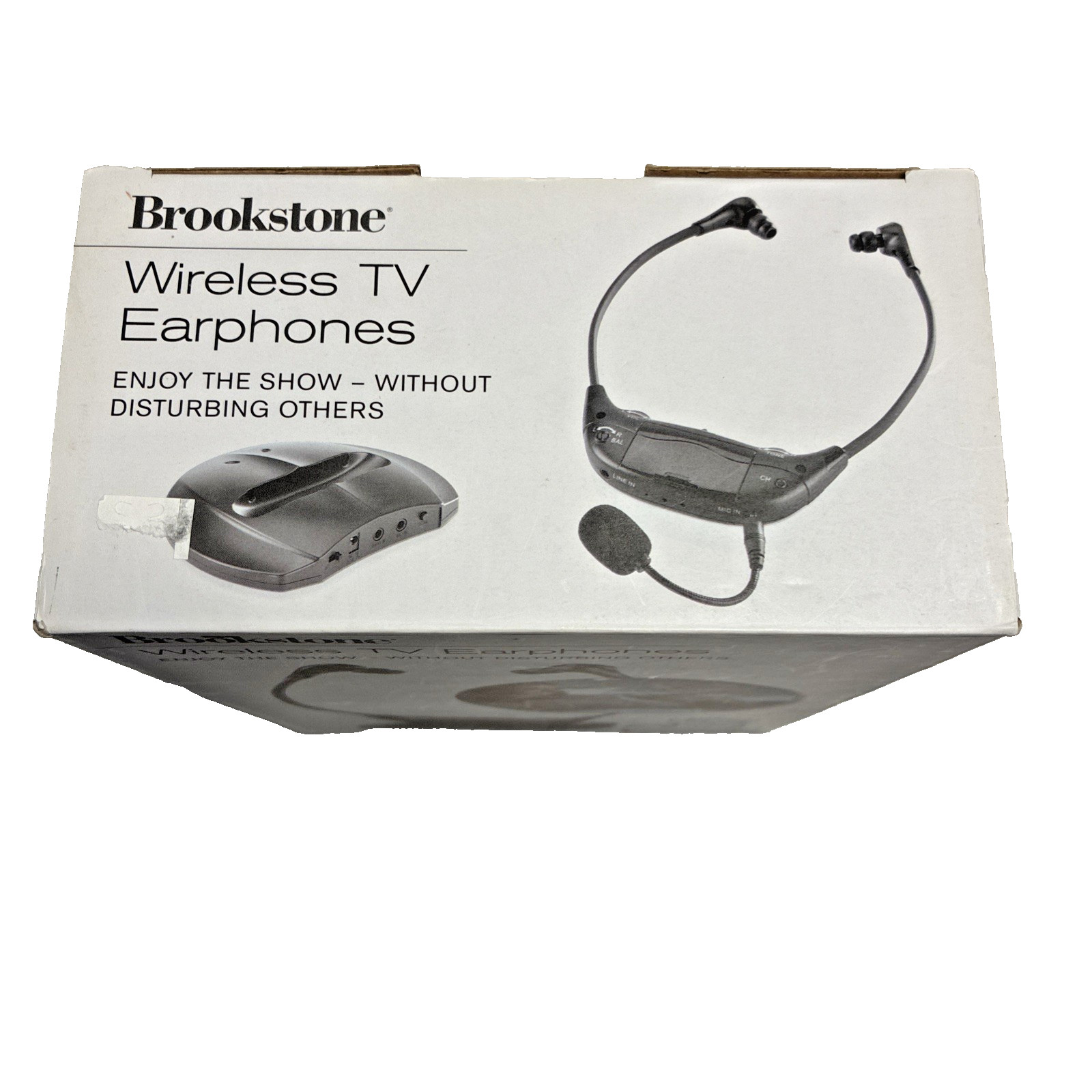Brookstone Wireless Tv Earphones 2.4Gz Digital UHF Technology. Detachable Mic