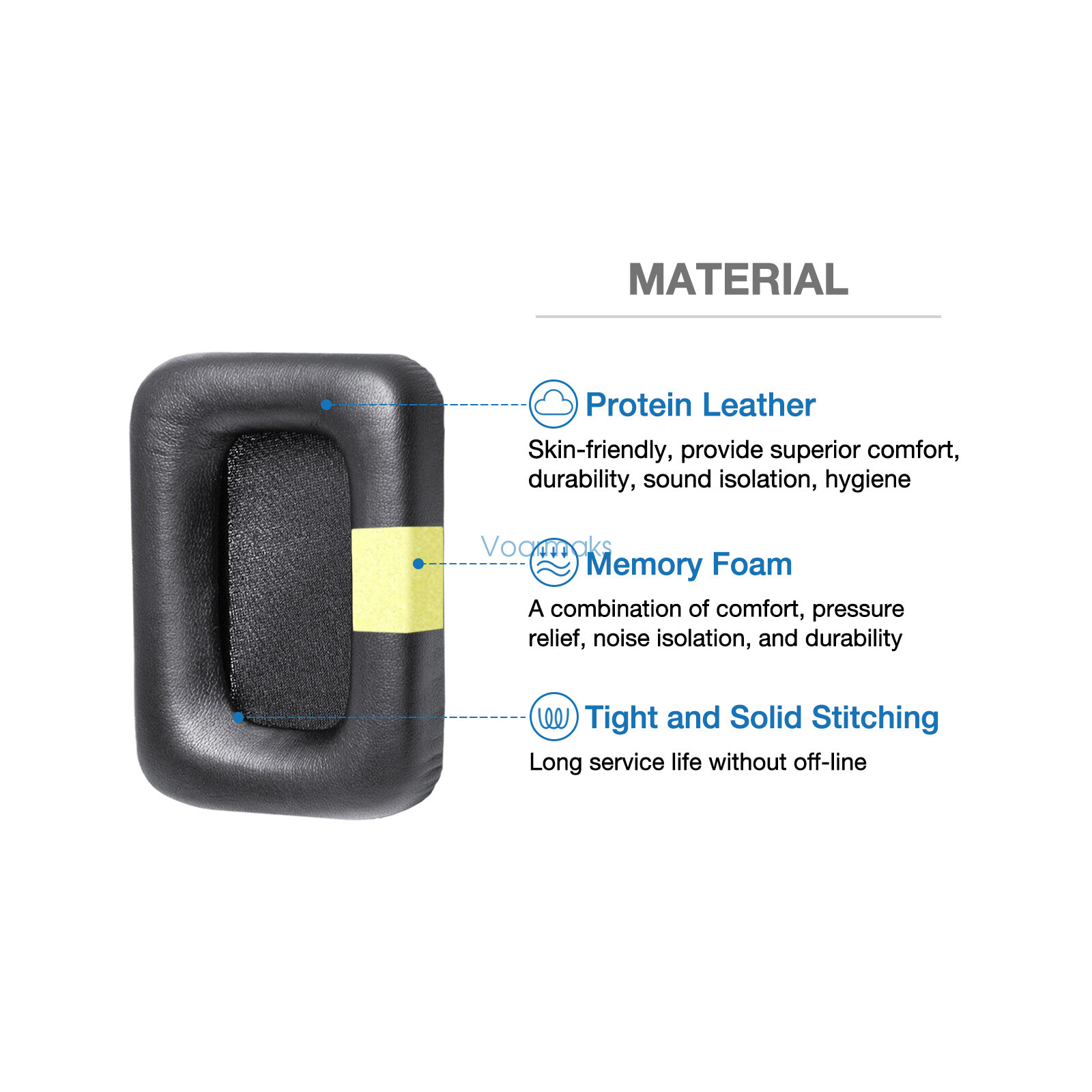 Protein Leather Ear Pads For Harman Kardon BT Premium NC Over-Ear Headphone