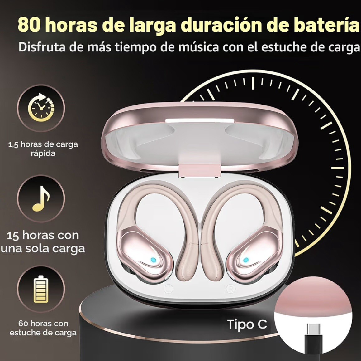 BX17 Wireless Bluetooth 5.3 Ear-hook Waterproof Sports Earbuds, Pink