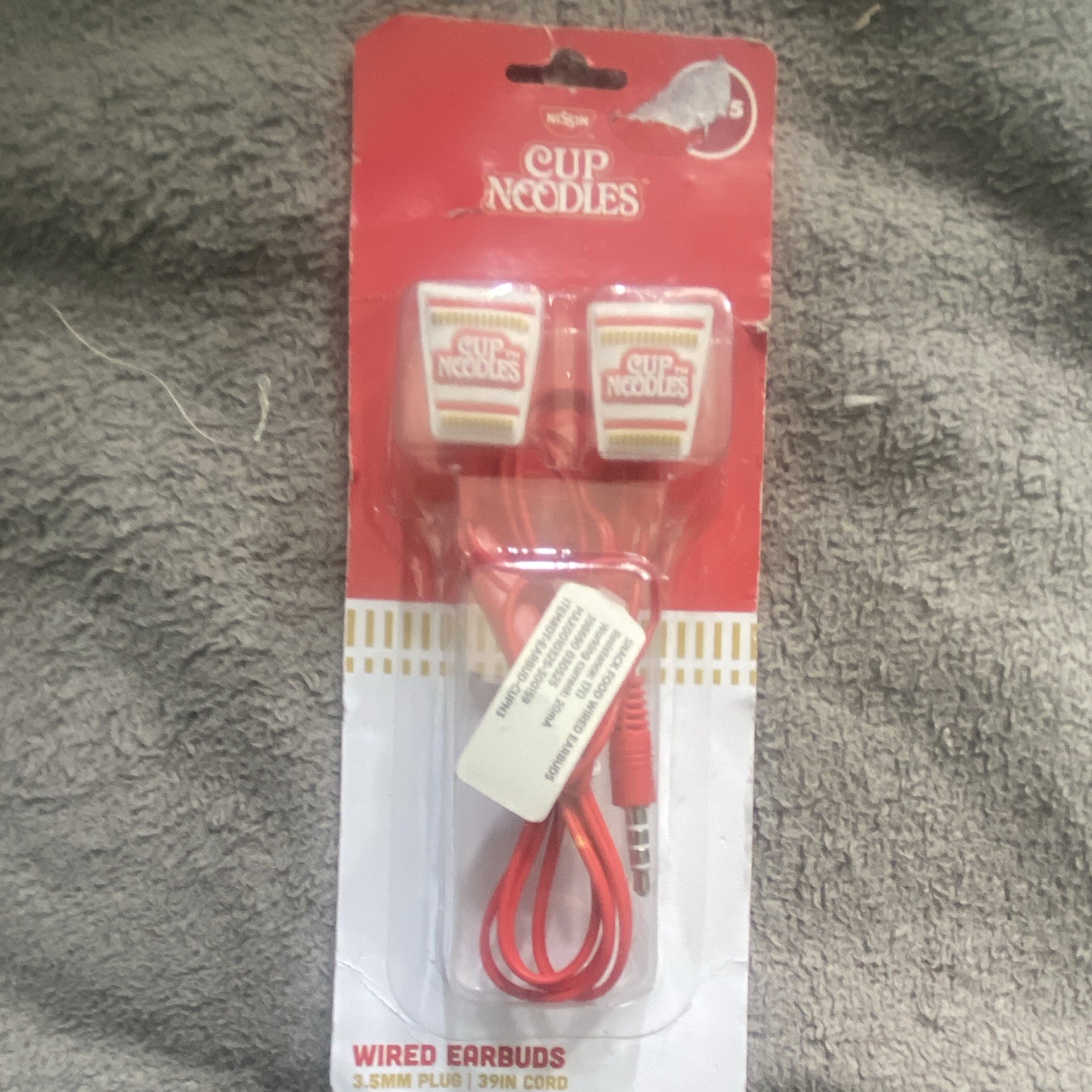 Nissin Cup Noodles In-Ear Earbuds Stereo Wired 3.5mm Jack Red/White 39in