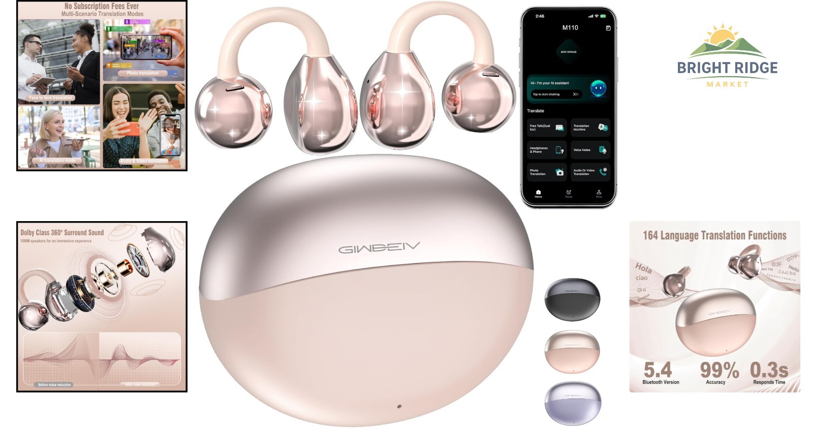 Comfortable Clip-On Earbuds with Multi-Language Support for Various Scenarios