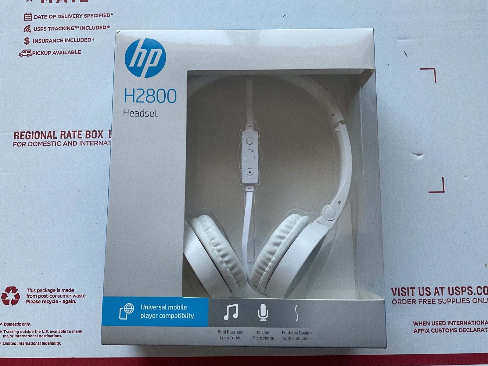 HP H2800 Headset Wired Head-band Calls/Music White Headphone