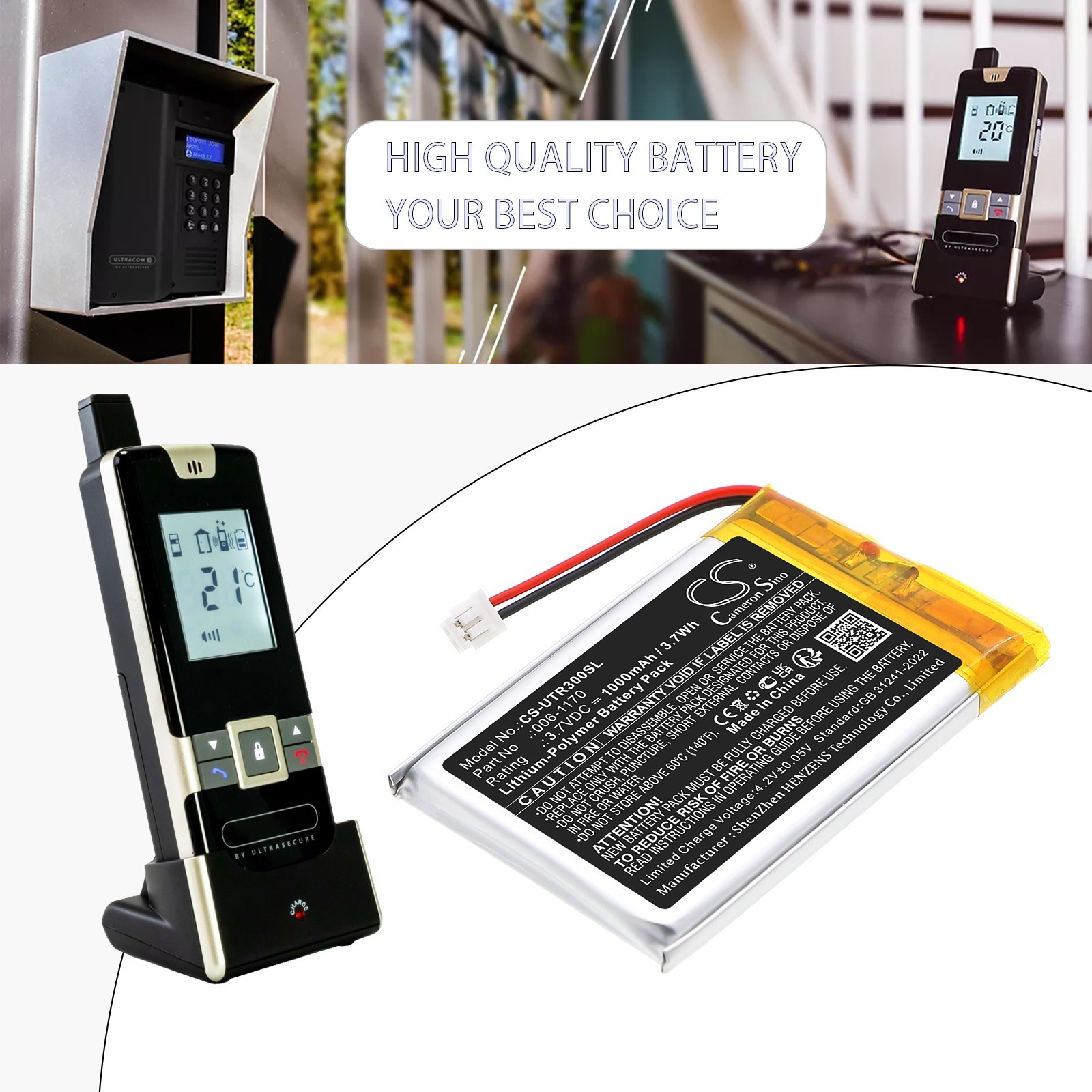 BATTERIE 1000mAh Type 006-1170 For UltraCOM 2 3 4 Wireless Indoor Handset