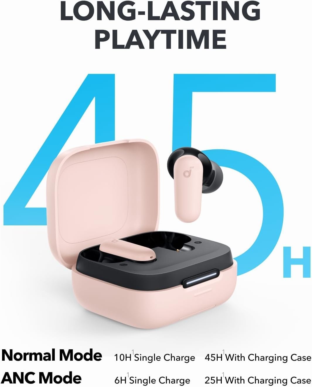 Soundcore P30i by Anker Noise Cancelling Earbuds, Strong and Smart Pink