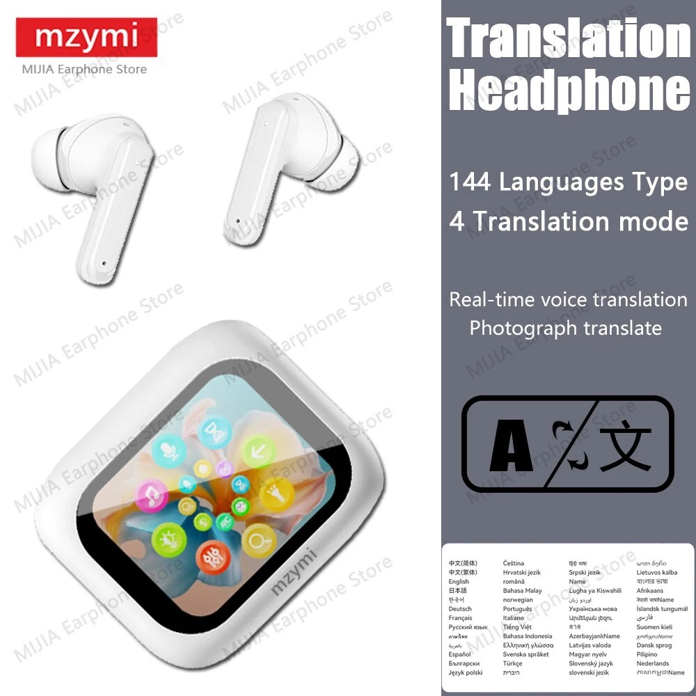 mzymi Full In Touch Screen Headphone ANC E18 Pro Bluetooth Wireless Earphone