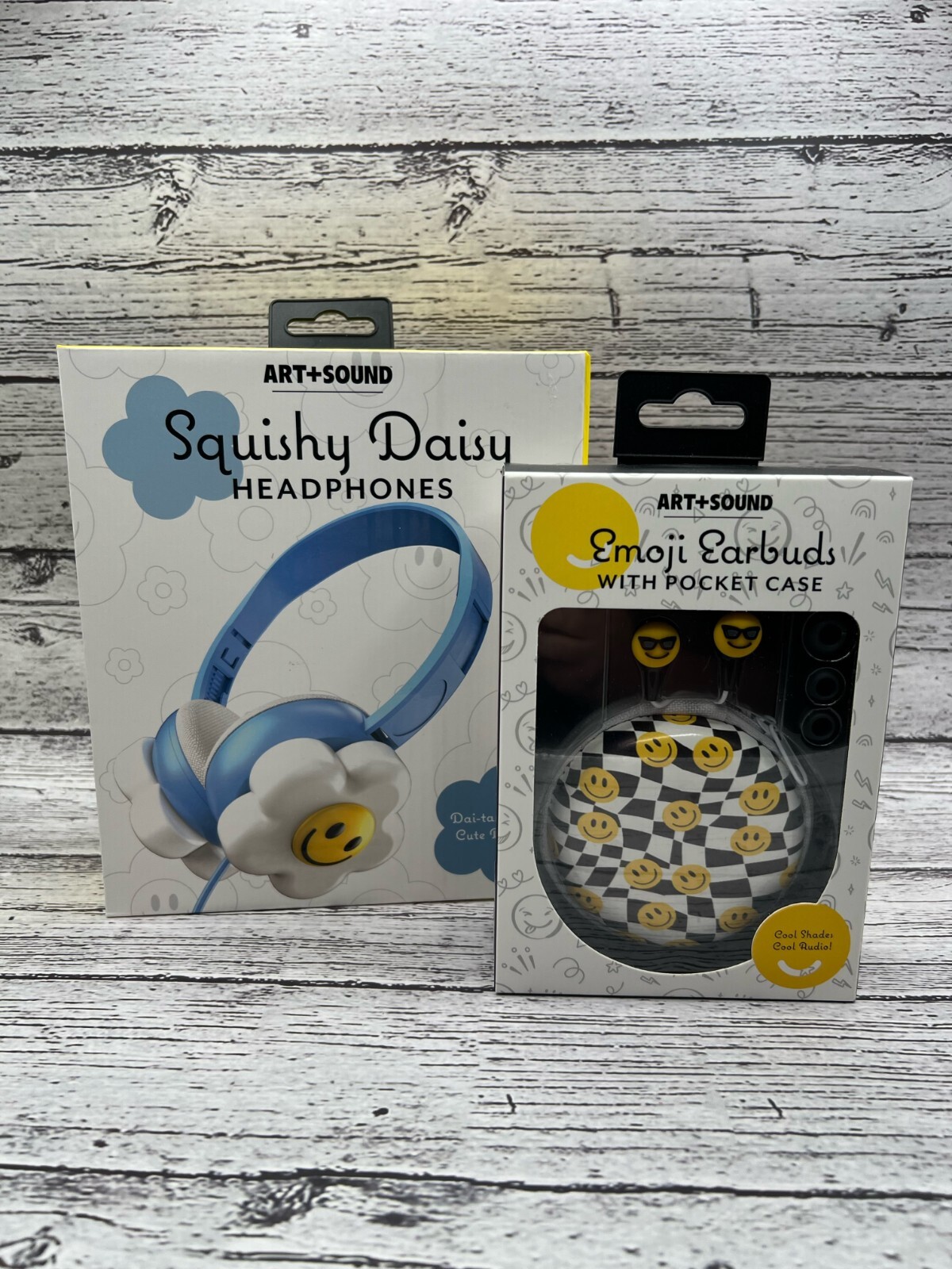 Art+Sound Headphone Earbud Lot Squishy Daisy Headphones Emoji Earbuds with Case