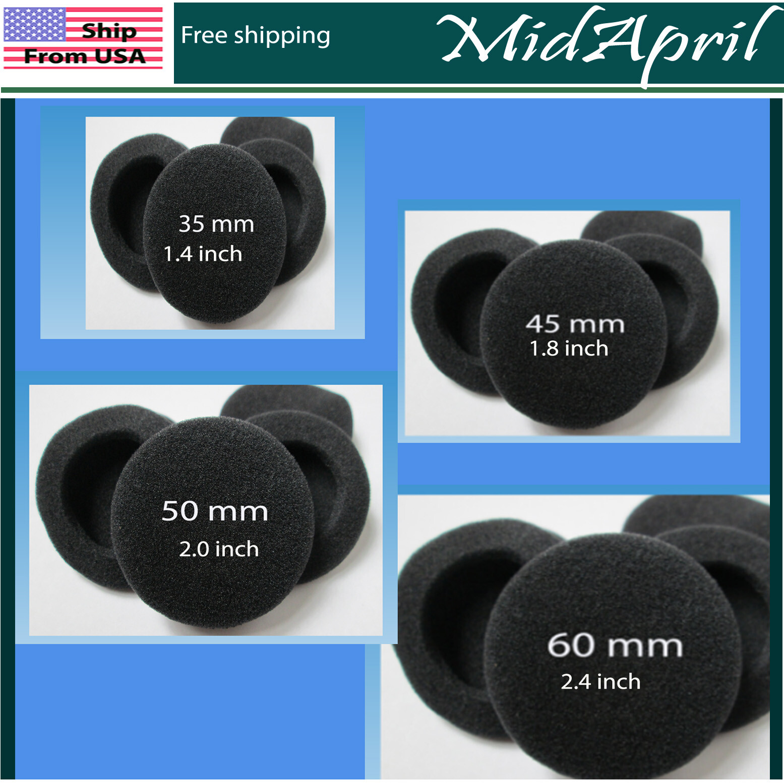 50 mm 60 mm 30 mm 45 Cushion Foam Ear Pad Sponge Headphones Cover Headset