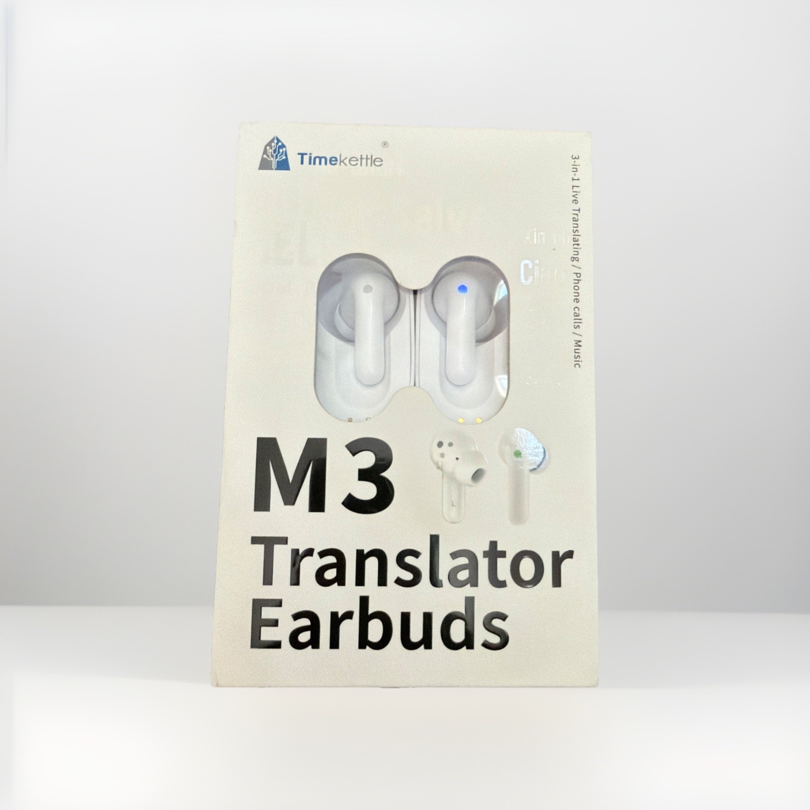 Timekettele Wireless M3 Translator Earbuds W/Charging Case-phone Calls~Music.