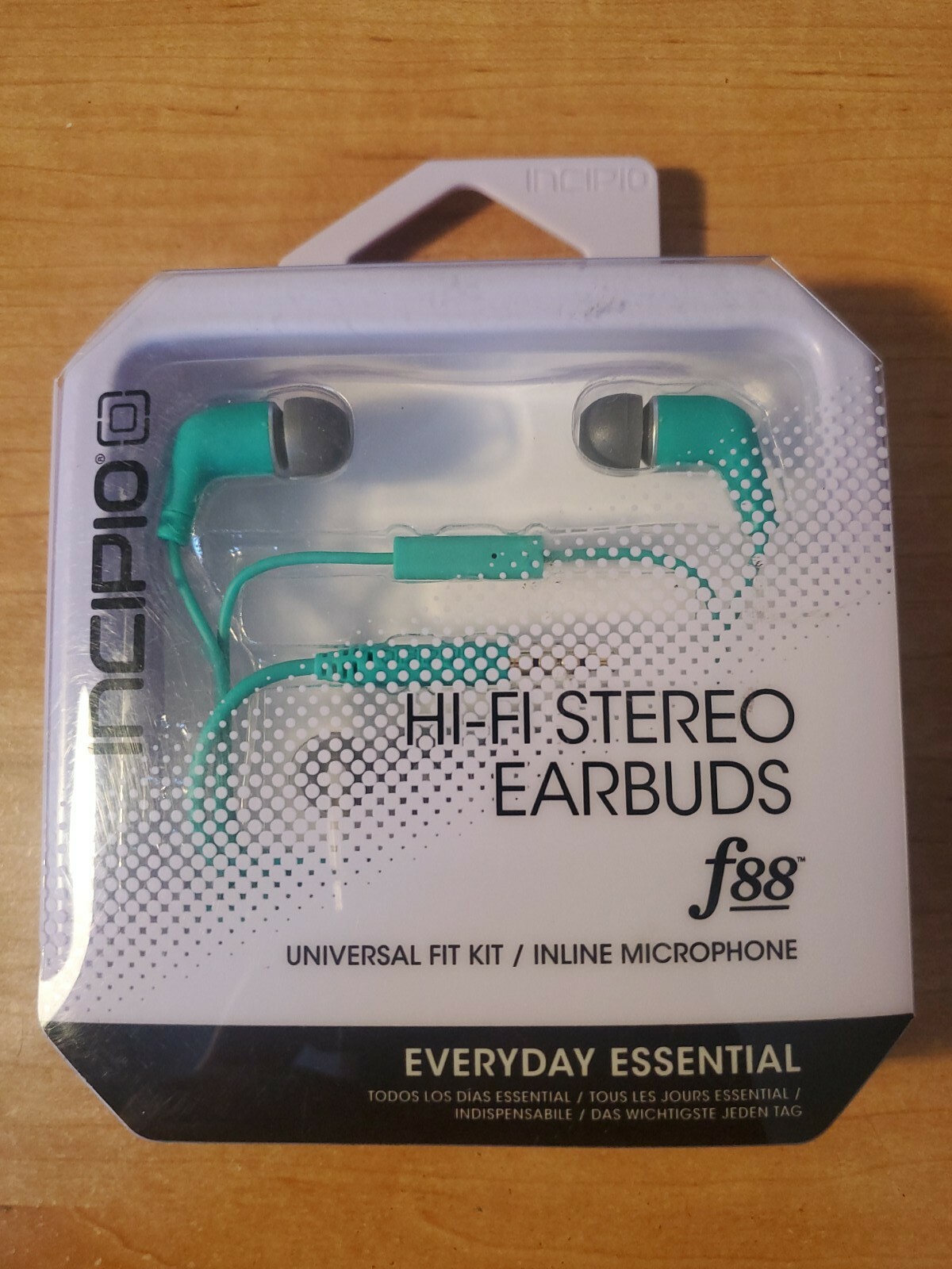 Incipio F88 Hi-Fi Stereo Earbuds 8mm Driver Inline Mic Microphone NIB Green Teal