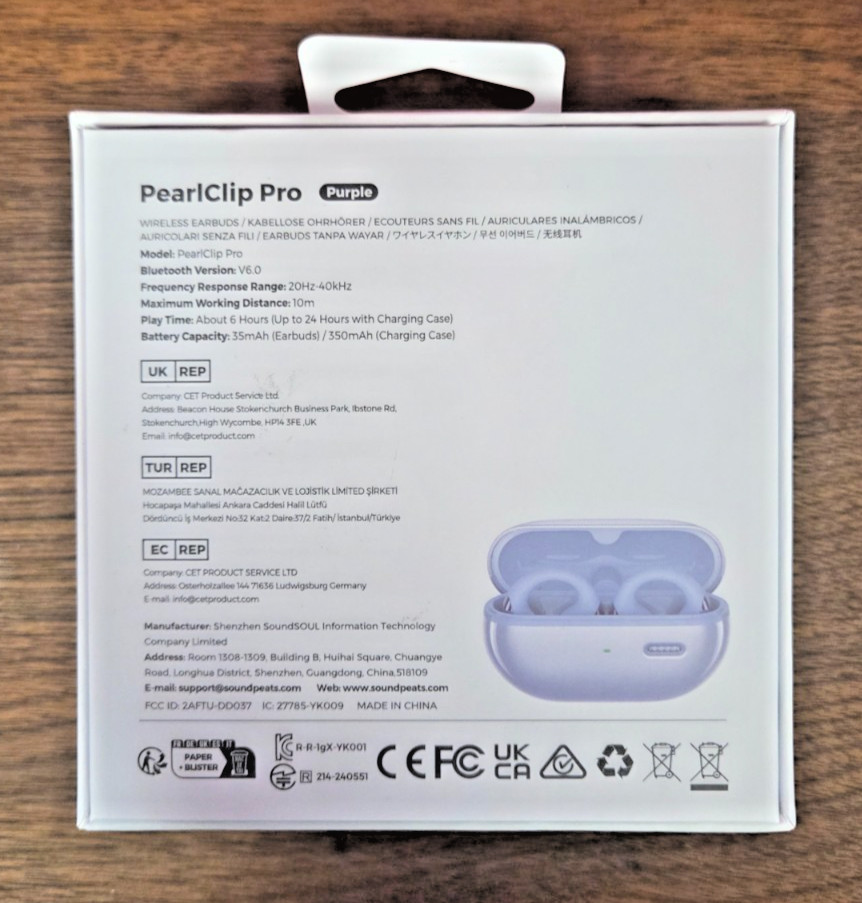 New Soundpeats Pearl Clip Pro Bluetooth 6.0 with Mic, IPX5 Waterproof Headphones