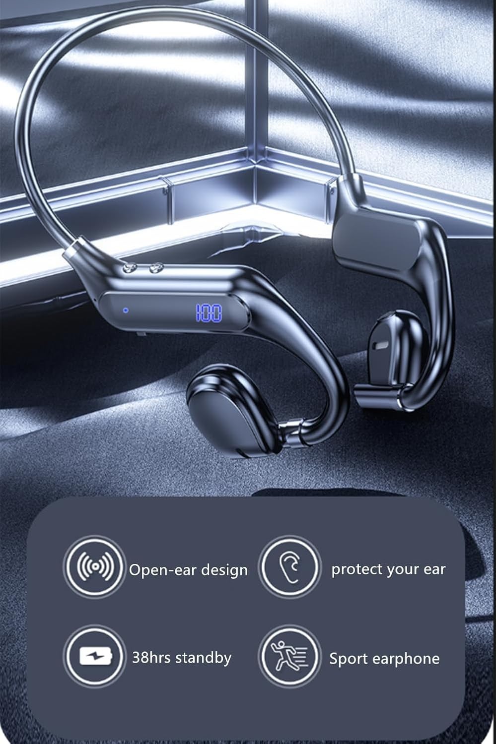 Bone Conduction Bluetooth Headphones – 38 Hours Playtime for Active Lifestyles