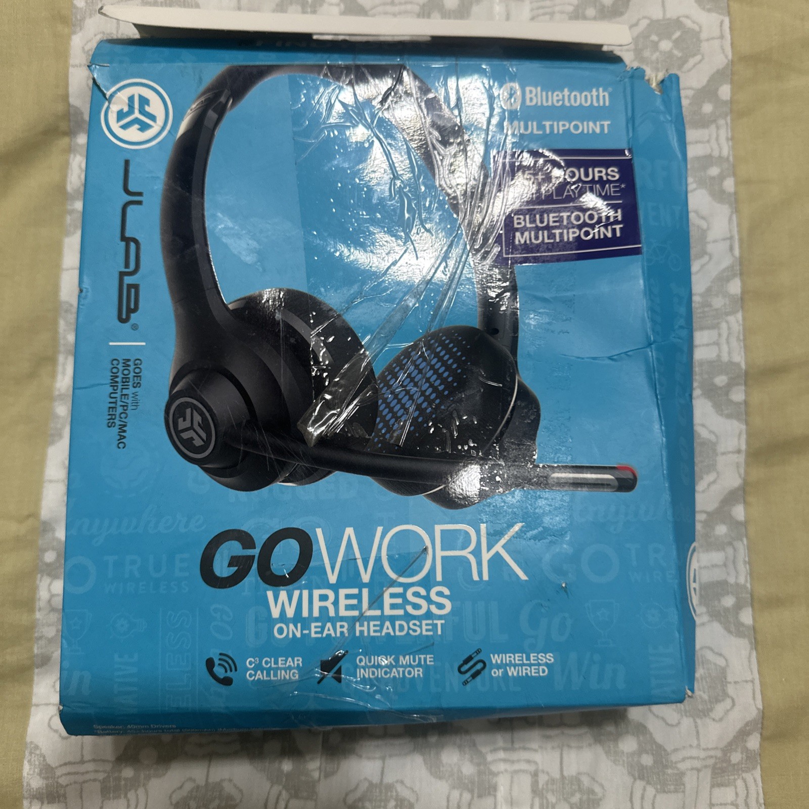 JLab – GoWork Wireless On-Ear Headset – Noise Cancelling – 45 +Hours of Playtime