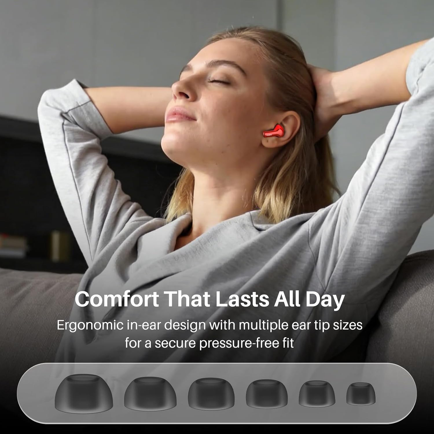 Hybrid Active Noise Cancelling in Ear Wireless Earbuds, 68H Playtime | 6 Mics AI