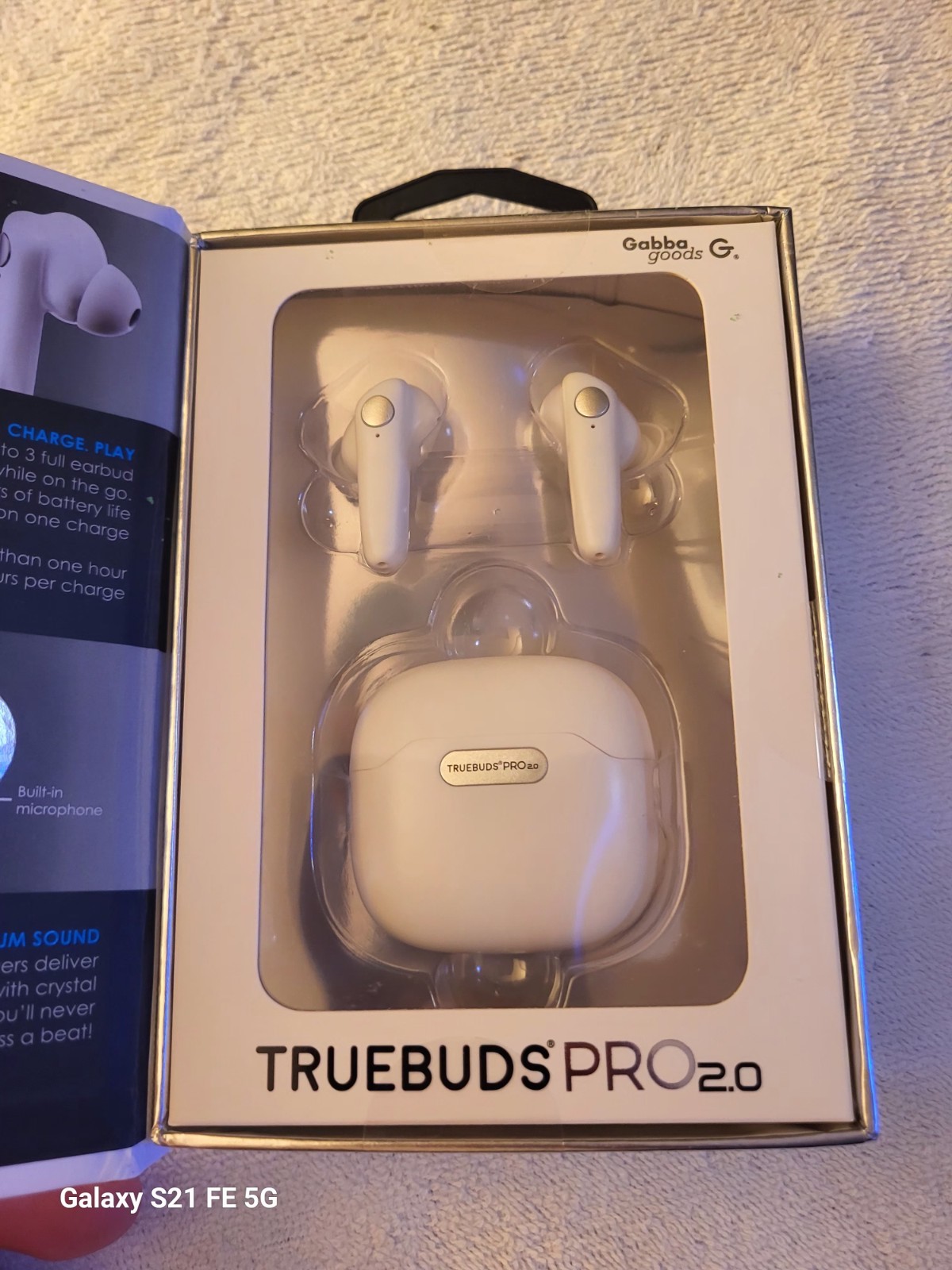 Gabba Goods TrueBuds Pro 2.0 Bluetooth 5.0 Earbuds w/ built in Mic, White
