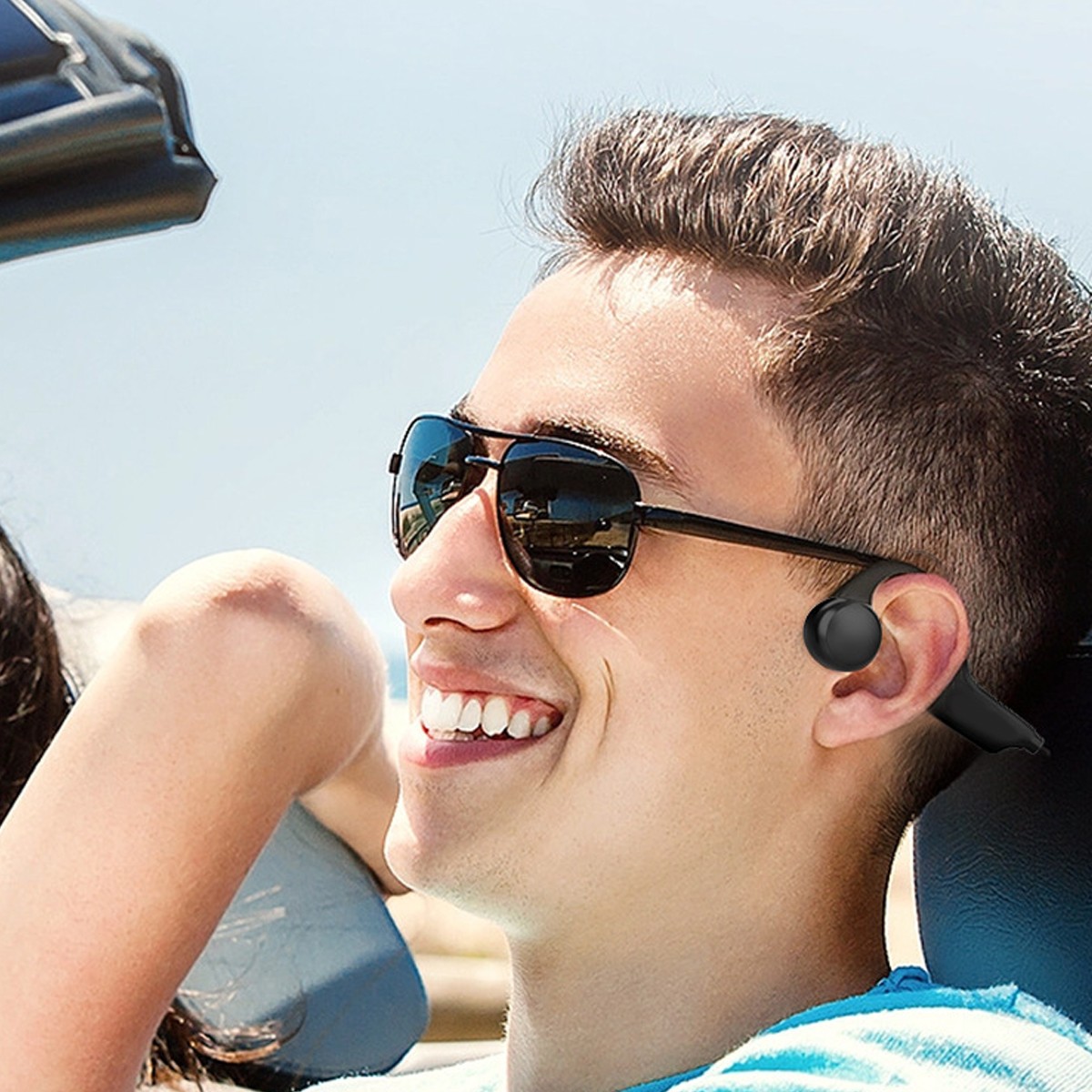 Open Ear Headphones Bone Conduction Stereo Bluetooth 5.2 10M Connection Distance
