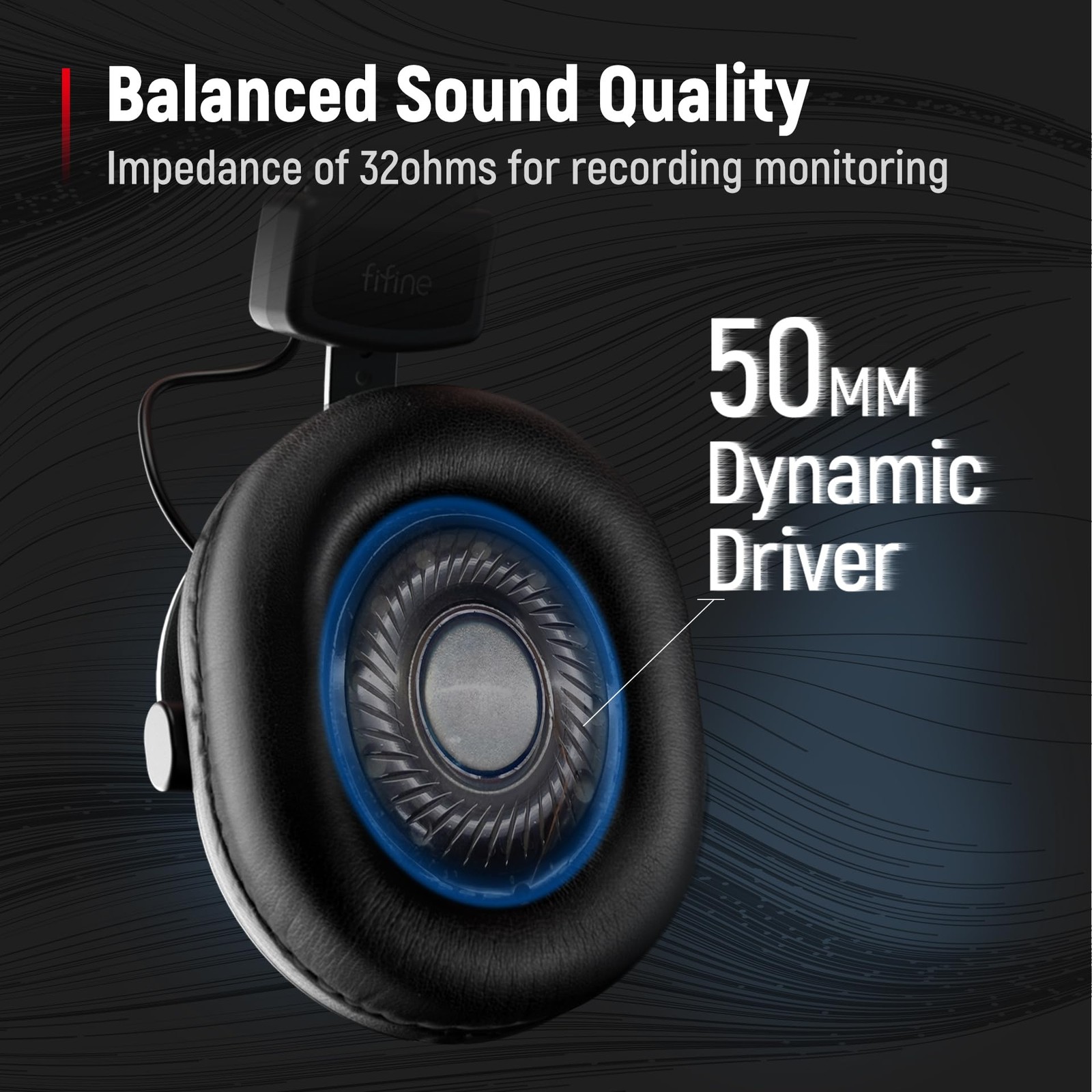FIFINE Studio Monitor Headphones for Recording, Wired Headphones with 50mm Dr…